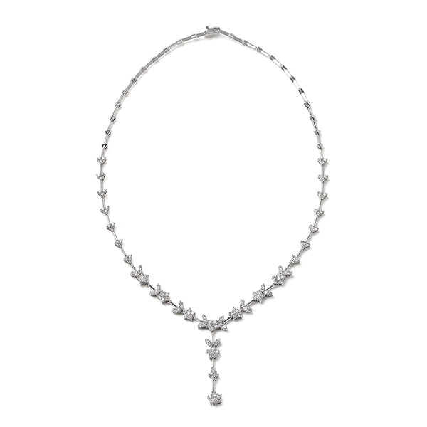 5.00ct Lab Diamond Flower Drop Necklace in 9K White Gold H/SI